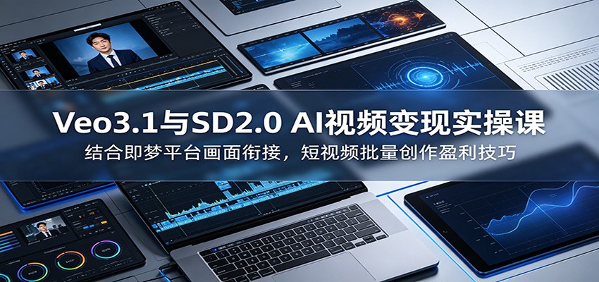 Veo3.1与SD2.0 AI视频变现实操课课:结合即梦平台画面衔接,短视频批量创作盈利技巧-资源社