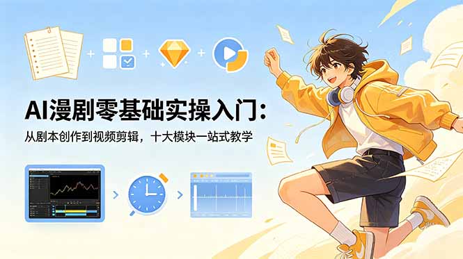 AI漫剧零基础实操入门:从剧本创作到视频剪辑,十大模块一站式教学-资源社
