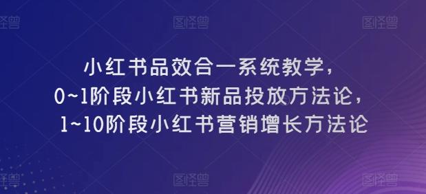 小红书品效合一系统教学，​0~1阶段小红书新品投放方法论，​1~10阶段小红书营销增长方法论-资源社