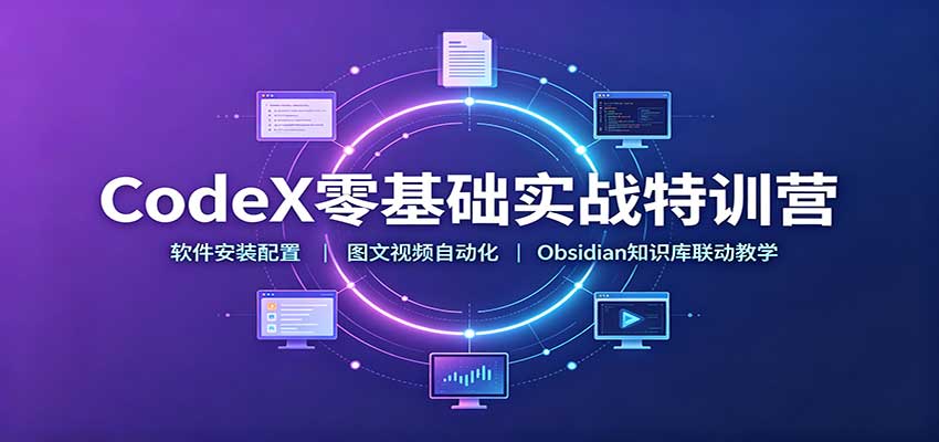 CodeX零基础实战特训营：软件安装配置，图文视频自动化，Obsidian知识库联动教学-资源社