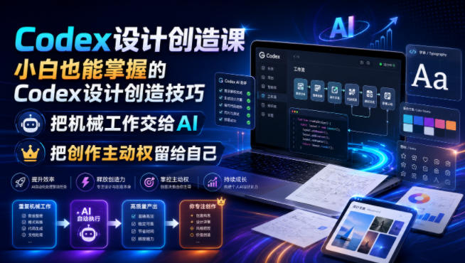 Codex设计创造课，小白也能掌握的Codex设计创造技巧，把机械工作交给AI，把创作主动权留给自己-资源社
