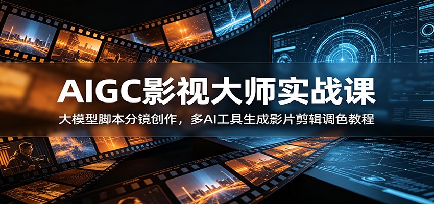 AIGC影视大师实战课:大模型脚本分镜创作,多AI工具生成影片剪辑调色教程-资源社