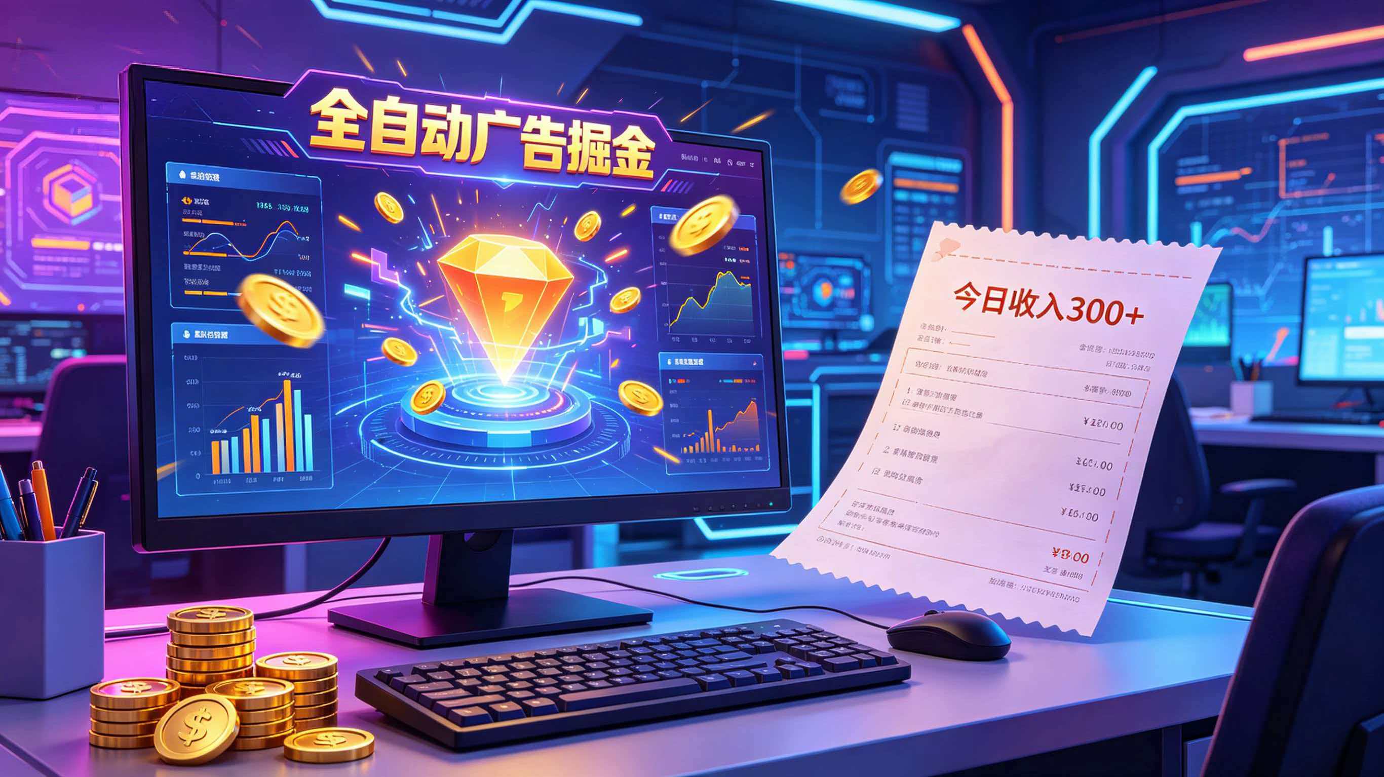 全自动广告掘金，日入300+。全程Ai自动化运行，解放双手，时间自由。收益稳定-资源社