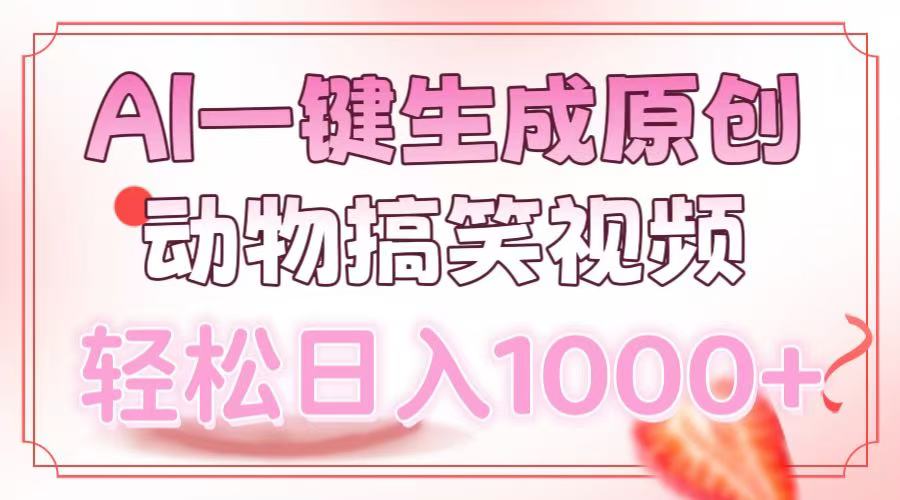 AI一键生成原创动物搞笑视频,轻松日入1000+-资源社