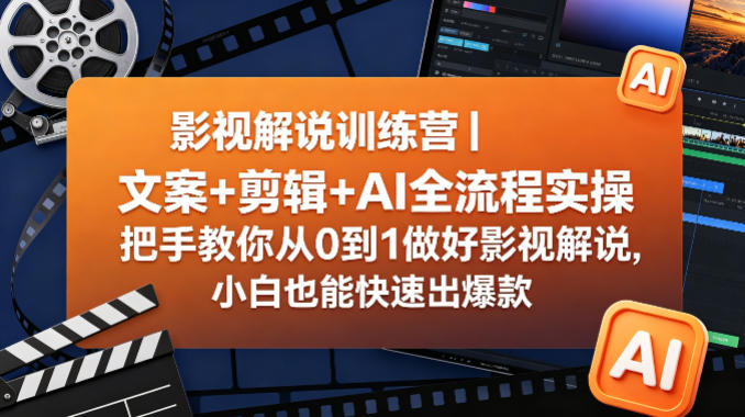 影视解说训练营|文案+剪辑+AI全流程实操,把手教你从0到1做好影视解说,小白也能快速出爆款-资源社