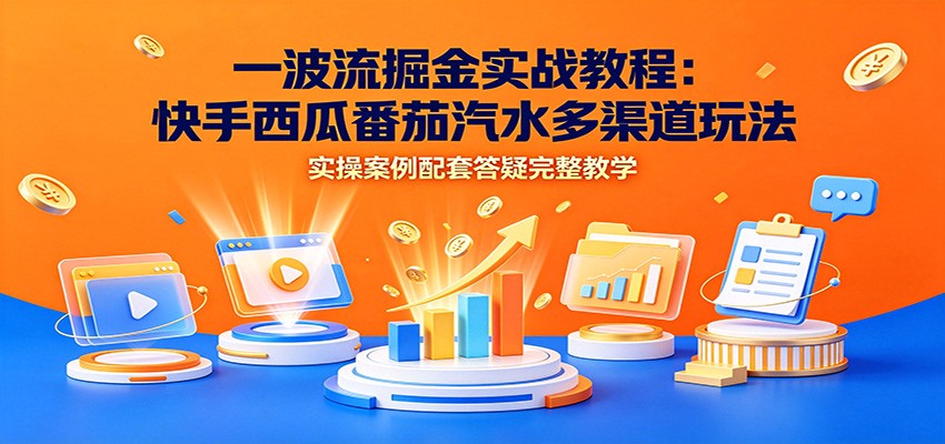 一波流掘金实战教程:快手西瓜番茄汽水多渠道玩法,实操案例配套答疑完整教学-资源社