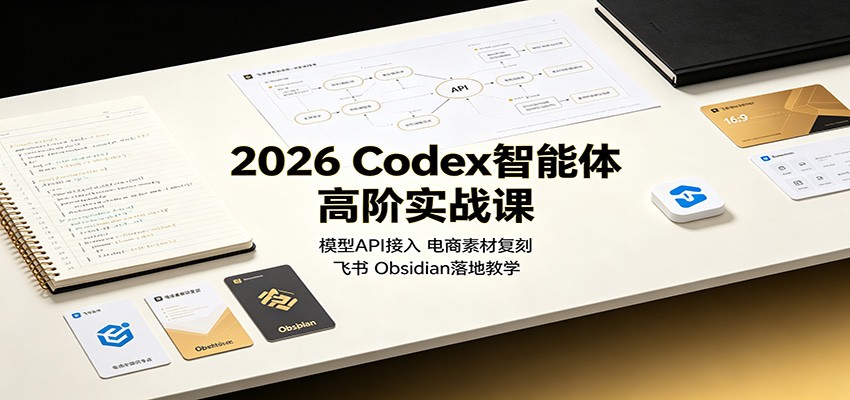 2026 Codex智能体高阶实战课:模型API接入,电商素材复刻,飞书Obsidian落地教学-资源社