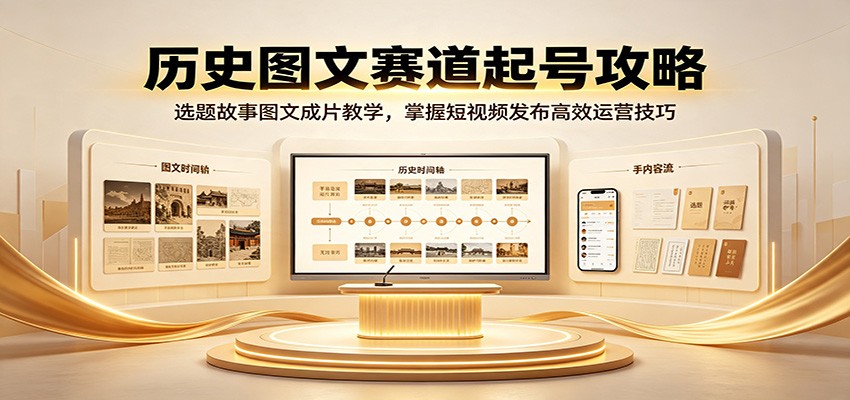 历史图文赛道起号攻略：选题故事图文成片教学，掌握短视频发布高效运营技巧-资源社