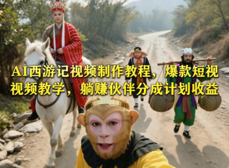 AI西游记视频制作教程，爆款短视频教学，躺賺伙伴分成计划收益-资源社