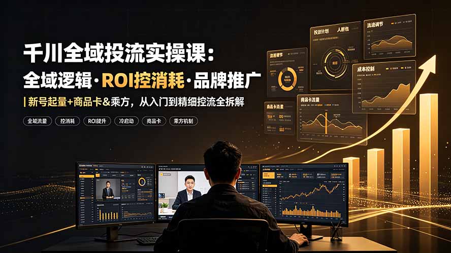 千川全域投流实操课:全域逻辑·ROI控消耗·品牌推广|新号起量+商品卡&乘方,从入门到精细控流全拆解-资源社