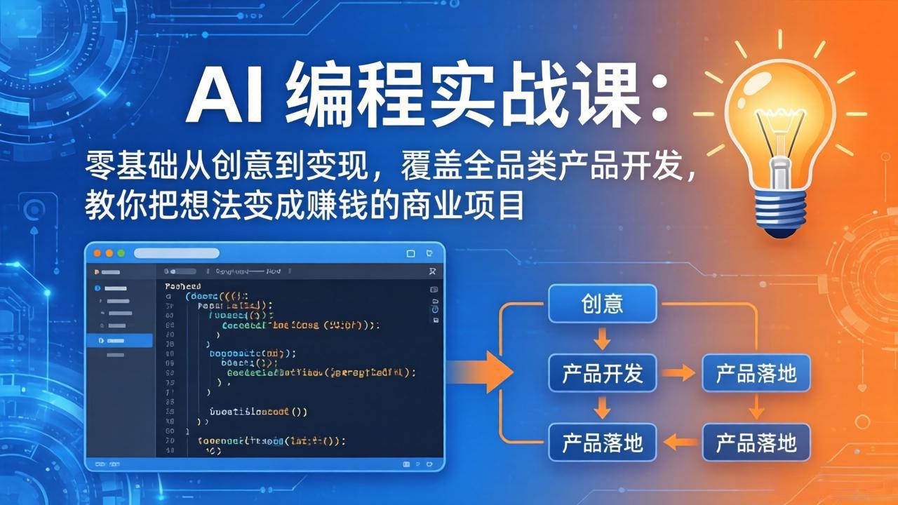 AI编程实战课-第三期-5月3更新：零基础从创意到变现，覆盖全品类产品开发，把想法变成赚钱项目-资源社