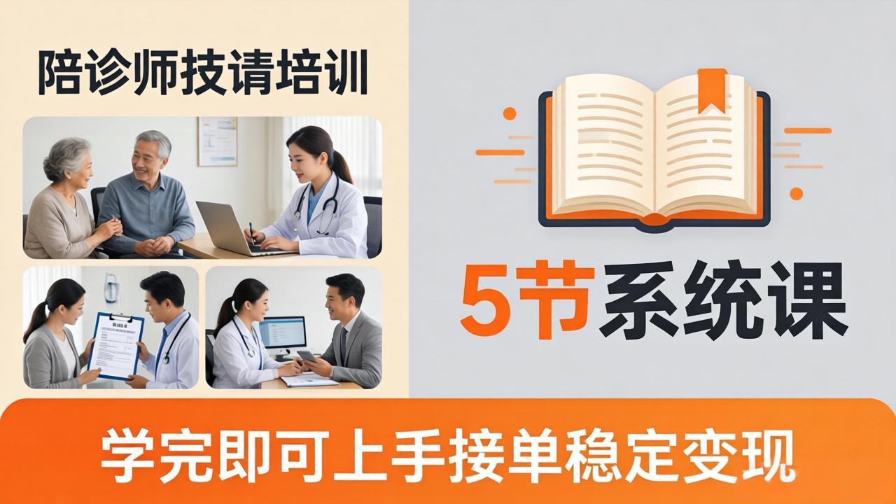 想做陪诊师不知从何下手？5节系统课教你掌握核心技能，学完即可上手接单稳定变现-资源社