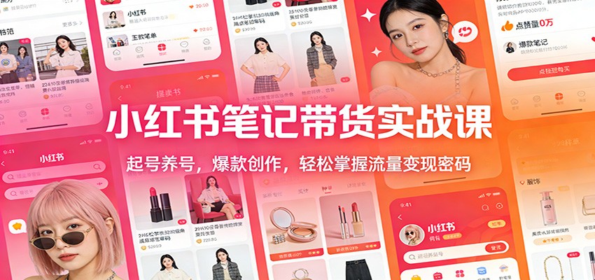 小红书笔记带货实战课：起号养号，爆款创作，轻松掌握流量变现密码-资源社