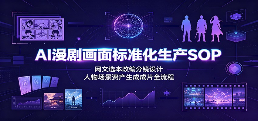 AI漫剧画面标准化生产SOP:网文选本改编分镜设计,人物场景资产生成成片全流程-资源社