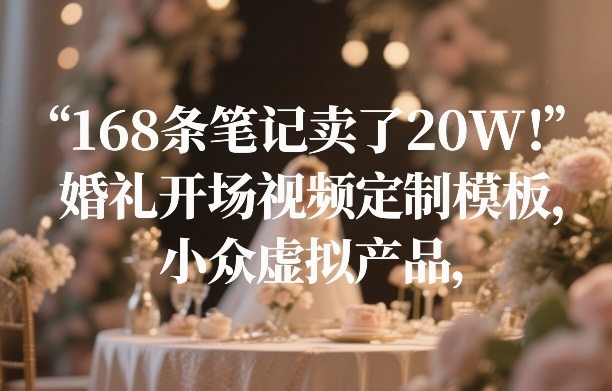 168条笔记卖了20W！婚礼开场视频定制模板，小众虚拟产品-资源社