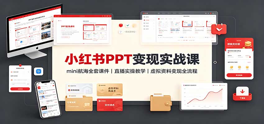 小红书PPT变现实战课:mini航海全套课件+直播实操教学,虚拟资料变现全流程-资源社