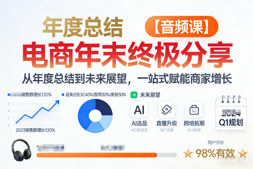 电商年未终极分享，从年度总结到未来展望，一站式赋能商家增长【音频课】-资源社