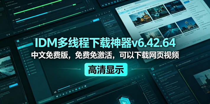 IDM多线程下载神器v6.42.64中文免费版，免费免激活，可以下载网页视频(例如飞书文档内的视频)-资源社
