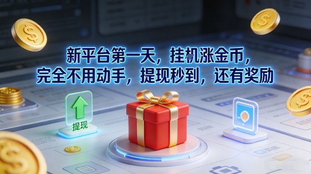 新平台第一天，挂G涨金币，完全不用动手，提现秒到，还有奖励【揭秘】-资源社