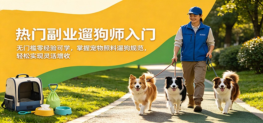 热门副业遛狗师入门，无门槛零经验可学，掌握宠物照料遛狗规范，轻松实现灵活增收-资源社