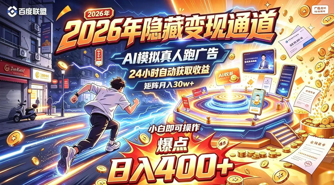 2026年别死磕自媒体，隐藏变现通道，AI模拟真人自动跑广告，小白即可操作，日入400+，矩阵月入可达到30w+【揭秘】-资源社