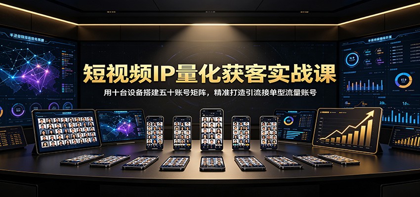 短视频IP量化获客实战课：用十台设备搭建五十账号矩阵，精准打造引流接单型流量账号-资源社