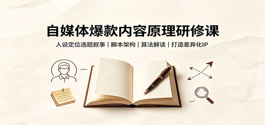 自媒体爆款内容原理研修课：人设定位选题叙事，脚本架构，算法解读打造差异化IP-资源社