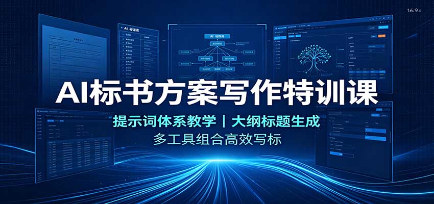 AI标书方案写作特训课：提示词体系教学，大纲标题生成，多工具组合高效写标-资源社