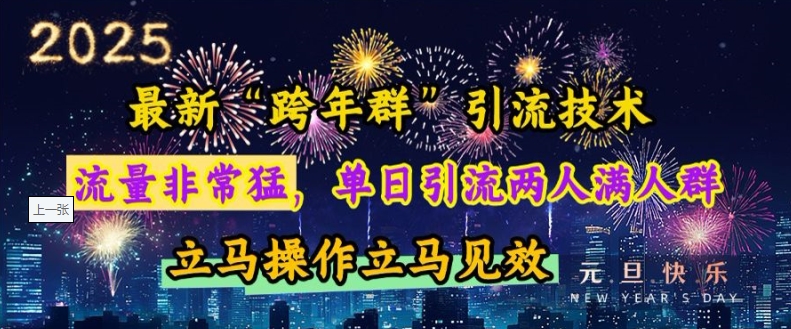 最新“跨年群”引流，流量非常猛，单日引流两人满人群，立马操作立马见效【揭秘】-资源社