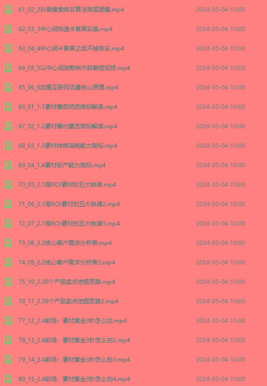 图片[4]-2024单品正价起号，直播素材投流选品：选品课+投流课+素材课+卡首屏/100节-资源社