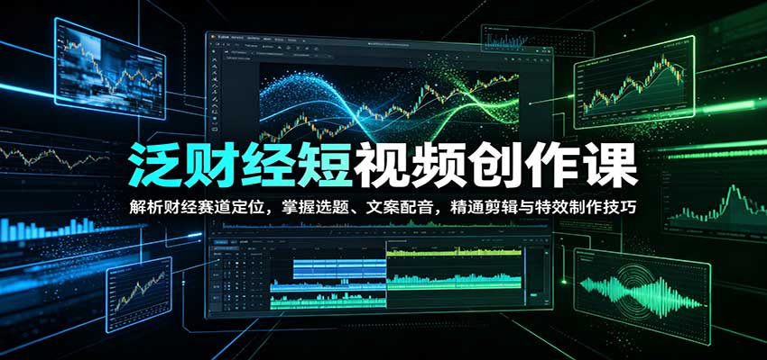 泛财经短视频创作课：解析财经赛道定位，掌握选题、文案配音，精通剪辑与特效制作技巧-资源社