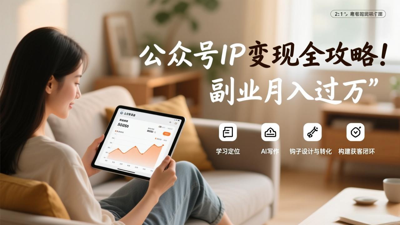 公众号IP变现全攻略，学习定位、AI写作、钩子设计与转化，构建获客闭环，副业月入过万-资源社