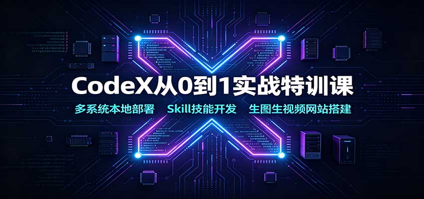CodeX从0到1实战特训课：多系统本地部署，Skill技能开发，生图生视频网站搭建-资源社