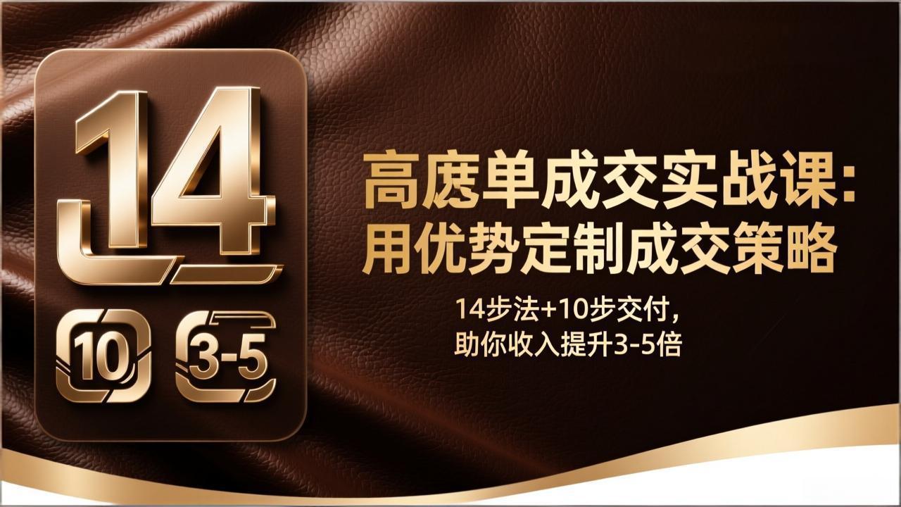 高客单成交实战课：用优势定制成交策略，14步法+10步交付，助你收入提升3-5倍-资源社