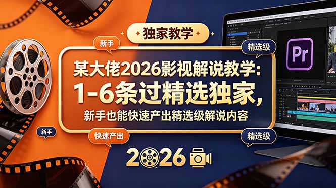 某大佬2026影视解说教学:1-6条过精选独家,新手也能快速产出精选级解说内容-资源社