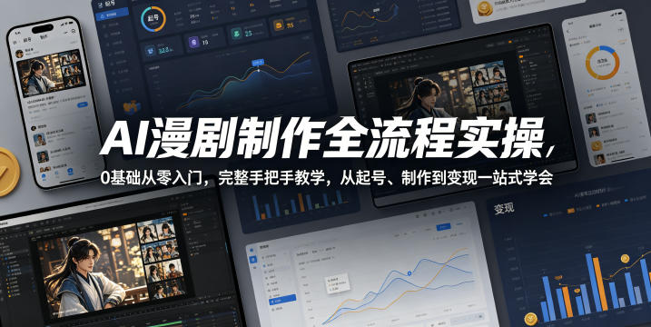 AI漫剧制作全流程实操，0基础从零入门，完整手把手教学，从起号、制作到变现一站式学会-资源社
