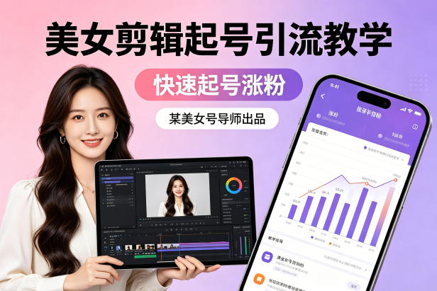 某美女号导师出品：美女剪辑起号引流教学，快速起号涨粉-资源社
