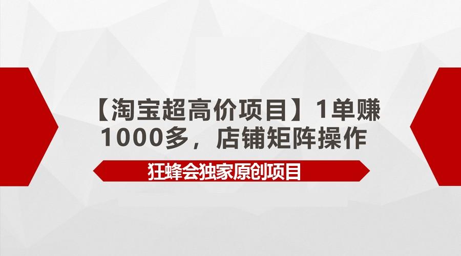 【淘宝超高价项目】1单赚1000多，店铺矩阵操作-资源社