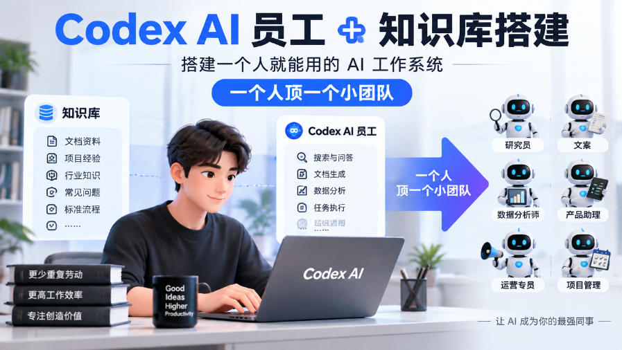 Codex AI员工+知识库搭建，搭建一个人就能用的AI工作系统，一个人顶一个小团队-资源社