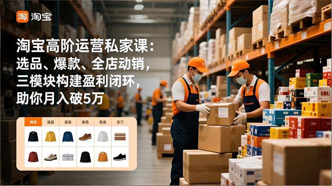 淘宝高阶运营私家课：选品、爆款、全店动销，三模块构建盈利闭环，助你月入破5万(更新12月-资源社