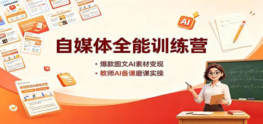 自媒体全能训练营：爆款图文AI素材变现，教师AI备课磨课实操-资源社