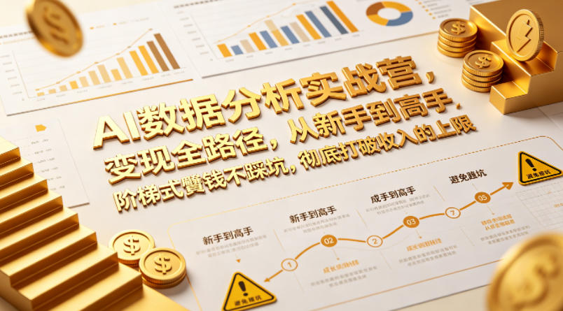 AI数据分析实战营，变现全路径，从新手到高手，阶梯式賺钱不踩坑，彻底打破收入的上限-资源社