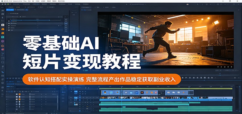 零基础AI短片变现教程:软件认知搭配实操演练,完整流程产出作品稳定获取副业收入-资源社