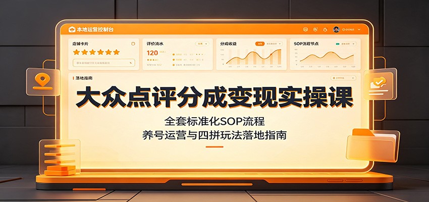 大众点评分成变现实操课：全套标准化SOP流程，养号运营与四拼玩法落地指南-资源社