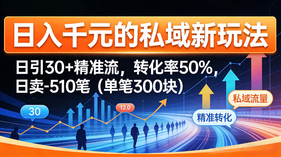 日入千米的私域新玩法：日引30＋精准流，转化率50%，日卖5-10笔(单笔300米)-资源社