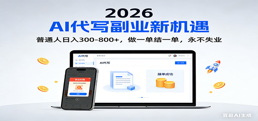 2026 副业首选！AI 代写日入 300-800，普通人0门槛，做一单结一单！-资源社