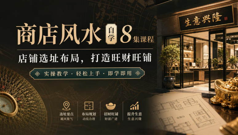 商店风水自学8集课程|店铺选址布局,打造旺财旺铺实操教学-资源社