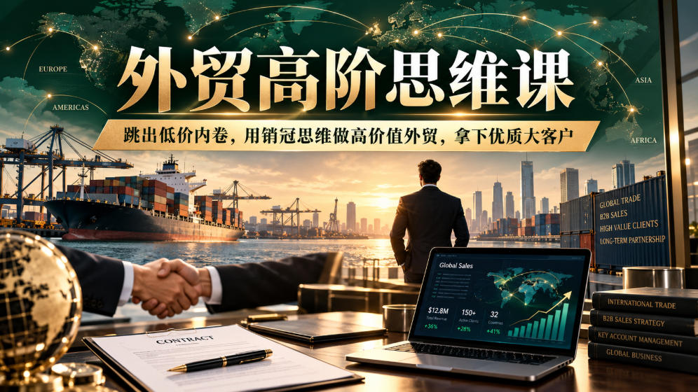 外贸高阶思维课,跳出低价内卷,用销冠思维做高价值外贸,拿下优质大客户-资源社