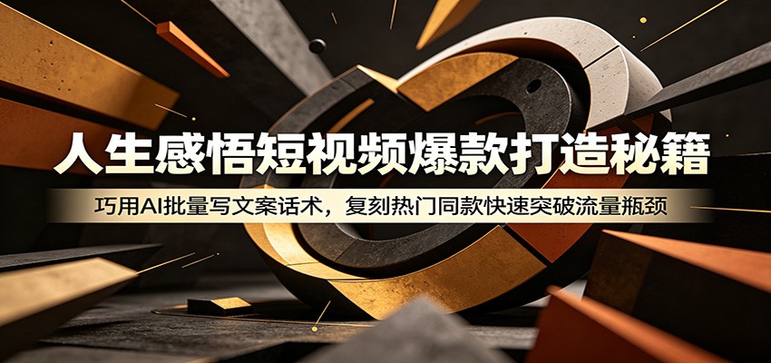 人生感悟短视频爆款打造秘籍:巧用A 批量写文案话术,复刻热门同款快速突破流量瓶颈-资源社
