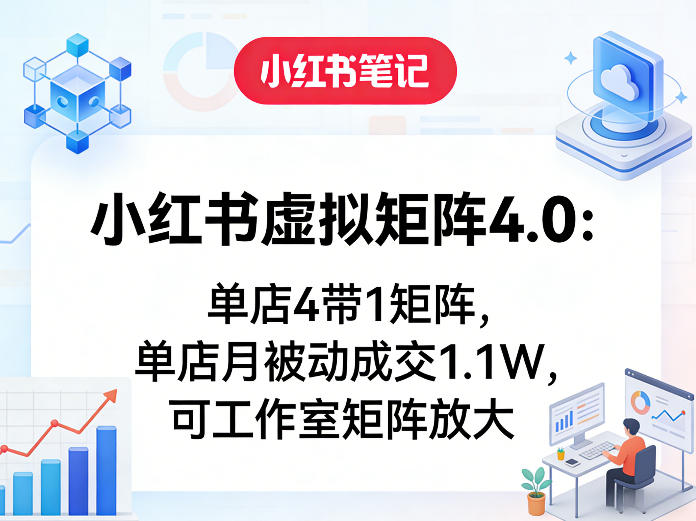 小红书虚拟矩阵4.0:单店4带1矩阵,单店月被动成交1.1W,可工作室矩阵放大-资源社